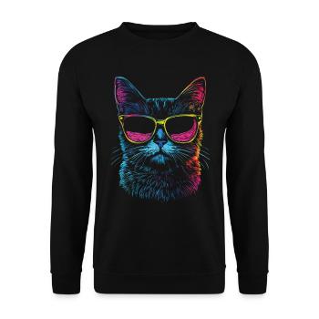 Chats avec des lunettes de soleil - Sweat-shirt Unisexe - noir - Devant - Alina (178cm) & Michal (187cm)