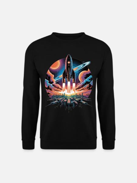 Vol spatial élégant avec fusée - Sweat-shirt Unisexe - noir