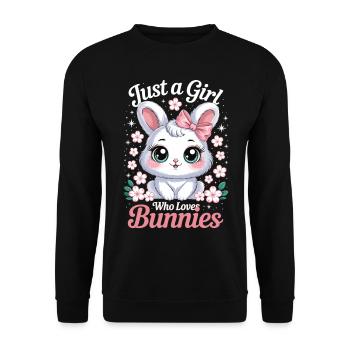 Mignon lapin avec arc et fleurs - Sweat-shirt Unisexe - noir - Devant - Alina (178cm) & Michal (187cm)