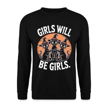 Girls Will Be Girls – Chemise Witch Cats - Sweat-shirt Unisexe - noir - Devant - Alina (178cm) & Michal (187cm)