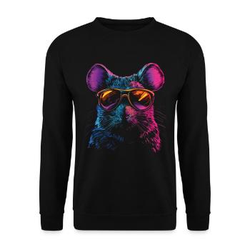 Cool Mouse with Sunglasses Rainbow - Unisex Sweatshirt - black - Front - Alina (178cm) & Michal (187cm)