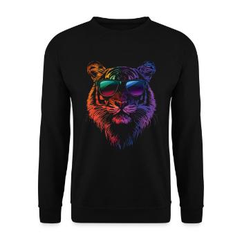 Tiger bunt Sonnebrille - Unisex Pullover - Schwarz - Vorne - Alina (178cm) & Michal (187cm)