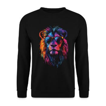 Lion with sunglasses in rainbow color - Unisex Sweatshirt - black - Front - Alina (178cm) & Michal (187cm)