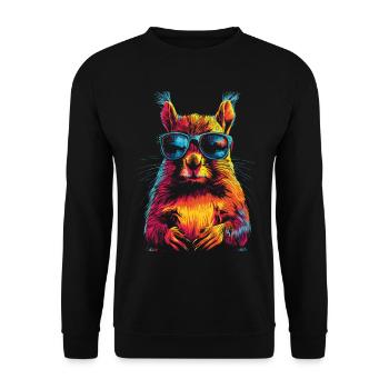 Squirrel with sunglasses rainbow - Unisex Sweatshirt - black - Front - Alina (178cm) & Michal (187cm)