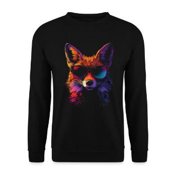 Fox with sunglasses in rainbow color - Unisex Sweatshirt - black - Front - Alina (178cm) & Michal (187cm)