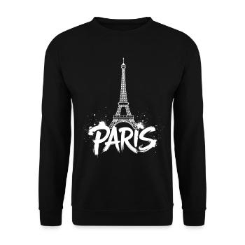 Eiffel Tower Pop Art Night Scene - Unisex Sweatshirt - black - Front - Alina (178cm) & Michal (187cm)