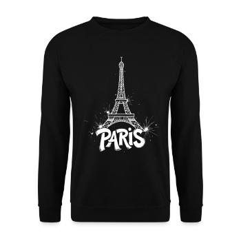 Eiffel Tower Pop Art Night Scene - Unisex Sweatshirt - black - Front - Alina (178cm) & Michal (187cm)