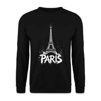 Eiffel Tower Pop Art Night Scene - Unisex Sweatshirt - black - Front - Alina (178cm) & Michal (187cm)