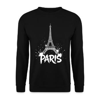 Eiffel Tower Pop Art Night Scene - Unisex Sweatshirt - black - Front - Alina (178cm) & Michal (187cm)
