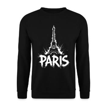 Eiffel Tower Pop Art Night Scene - Unisex Sweatshirt - black - Front - Alina (178cm) & Michal (187cm)