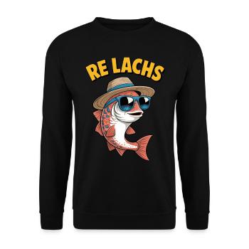 Re Lachs Angeln Angler Spruch Fischen Lachsfischen - Unisex Pullover - Schwarz - Vorne - Alina (178cm) & Michal (187cm)