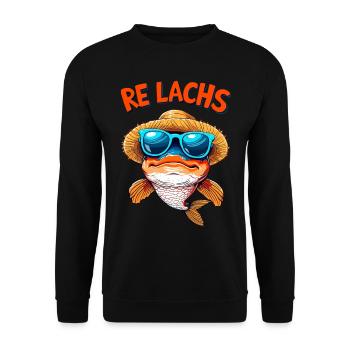 Re Lachs Angeln Angler Spruch Fischen Lachsfischen - Unisex Pullover - Schwarz - Vorne - Alina (178cm) & Michal (187cm)