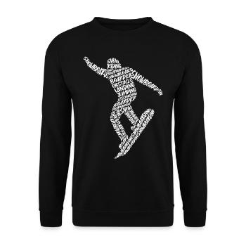 Snowboarder Typography Boys Men's Snowboard - Unisex Sweatshirt - black - Front - Alina (178cm) & Michal (187cm)