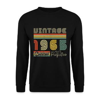 1965 Vintage Geboren 1965 Vintage Geburtstagsgeschenk - Unisex Pullover - Schwarz - Vorne - Alina (178cm) & Michal (187cm)