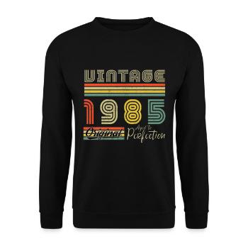 1985 Vintage Original 1985 Geburtstagsgeschenk - Unisex Pullover - Schwarz - Vorne - Alina (178cm) & Michal (187cm)