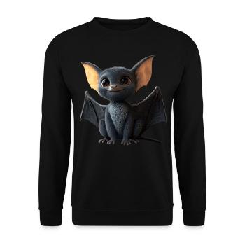Fledermaus Flughund Vampir Bat Süße Fledemäuse - Unisex Pullover - Schwarz - Vorne - Alina (178cm) & Michal (187cm)