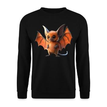 Fledermaus Flughund Vampir Bat Süße Fledemäuse - Unisex Pullover - Schwarz - Vorne - Alina (178cm) & Michal (187cm)
