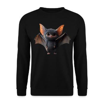 Fledermaus Flughund Vampir Bat Süße Fledemäuse - Unisex Pullover - Schwarz - Vorne - Alina (178cm) & Michal (187cm)