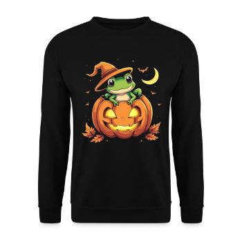 Pumpkin Frog Ribbooobit - Unisex Sweatshirt - black - Front - Alina (178cm) & Michal (187cm)