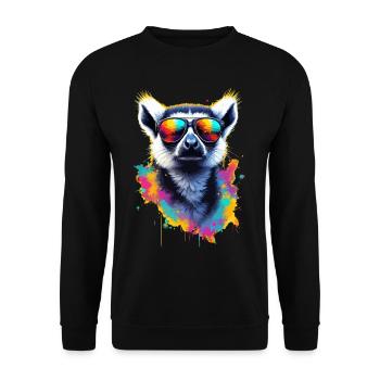 Dj Lemur with Sunglasses Trend Design T-Shirt - Unisex Sweatshirt - black - Front - Alina (178cm) & Michal (187cm)