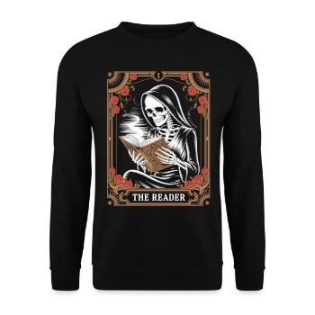 Tarot Reader Skeleton T-Shirt - Unisex Sweatshirt - black - Front - Alina (178cm) & Michal (187cm)