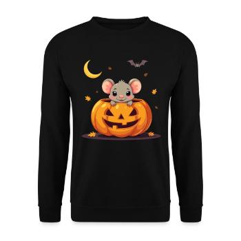 Pumpkin Mouse Halloween Cute Animals - Unisex Sweatshirt - black - Front - Alina (178cm) & Michal (187cm)