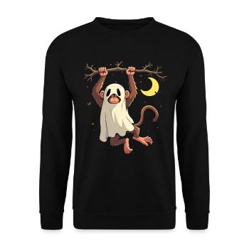 Singe fantôme Halloween Animal mignon - Sweat-shirt Unisexe - noir - Devant - Alina (178cm) & Michal (187cm)