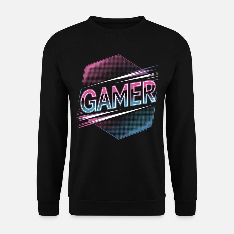 Gamer Shirt mit Neon Stil - Unisex Pullover - Schwarz