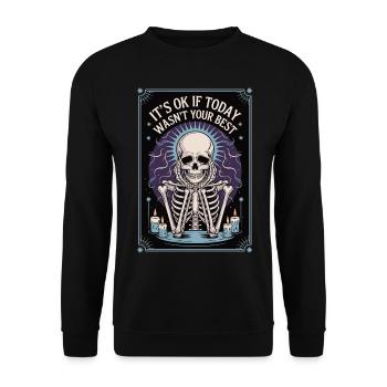 Skeleton Tarot Shirt – It's Okay - Unisex Sweatshirt - black - Front - Alina (178cm) & Michal (187cm)