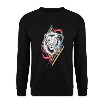 Geometric lion with rose - Unisex Sweatshirt - black - Front - Alina (178cm) & Michal (187cm)