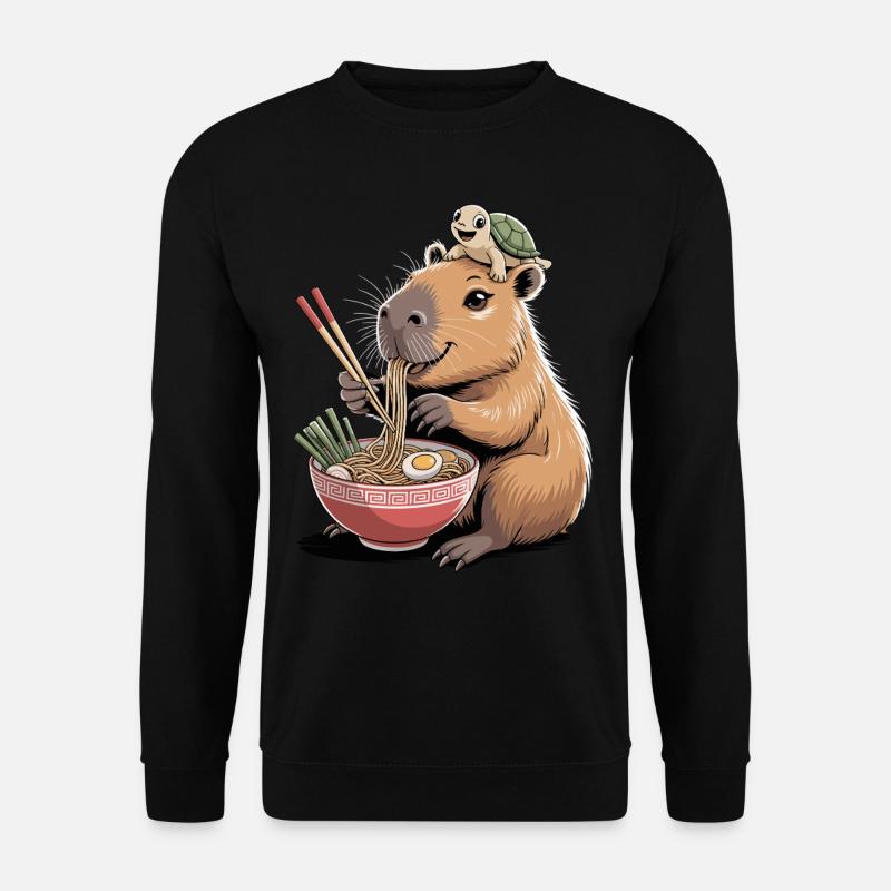 Cute capybara, ramen, turtle, capybara - Unisex Sweatshirt - black