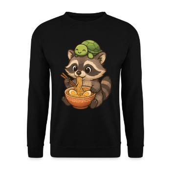Mignon raton laveur, ramen, tortue, raton laveur - Sweat-shirt Unisexe - noir - Devant - Alina (178cm) & Michal (187cm)