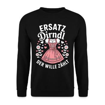 Ersatz Dirndl – der Wille zählt - Unisex Pullover - Schwarz - Vorne - Alina (178cm) & Michal (187cm)