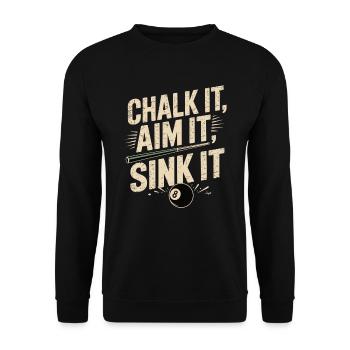 Chalk It, Aim It, Sink It – Billiard Design - Unisex Pullover - Schwarz - Vorne - Alina (178cm) & Michal (187cm)