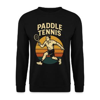 Paddel Tennis Sport Ballsport Retro Motivation - Unisex Pullover - Schwarz - Vorne - Alina (178cm) & Michal (187cm)