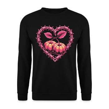 Herz aus Draht mit Kürbissen - Unisex Pullover - Schwarz - Vorne - Alina (178cm) & Michal (187cm)