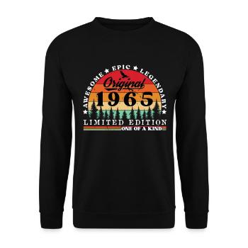 1965 Vintage Geboren 1965 Vintage Geburtstagsgeschenk - Unisex Pullover - Schwarz - Vorne - Alina (178cm) & Michal (187cm)
