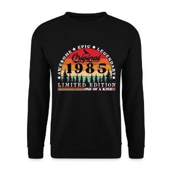 1985 Vintage Original 1985 Geburtstagsgeschenk - Unisex Pullover - Schwarz - Vorne - Alina (178cm) & Michal (187cm)
