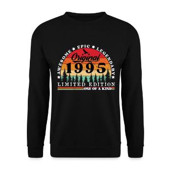 1995 Geburtstag Geboren im Jahrgang 1995 Retro. Editio - Unisex Pullover - Schwarz - Vorne - Alina (178cm) & Michal (187cm)