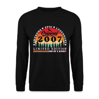 2007 Vintage Born 2007 Vintage Birthday Gift - Unisex Sweatshirt - black - Front - Alina (178cm) & Michal (187cm)