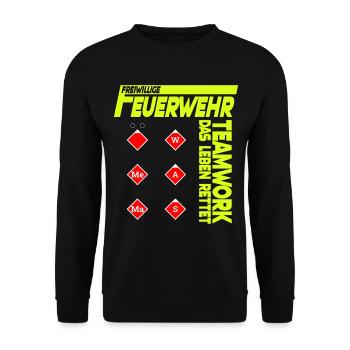 Freiwillige Feuerwehr Teamwork Das Leben Rettet - Unisex Pullover - Schwarz - Vorne - Alina (178cm) & Michal (187cm)