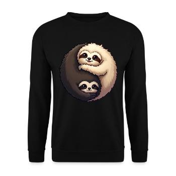 Yin Yang Paresseux - Sweat-shirt Unisexe - noir - Devant - Alina (178cm) & Michal (187cm)