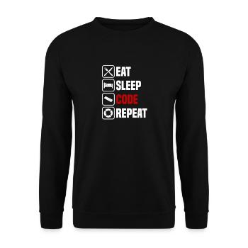 Manger, dormir, programmer, répéter - Sweat-shirt Unisexe - noir - Devant - Alina (178cm) & Michal (187cm)