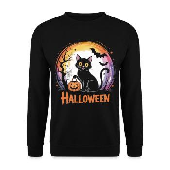 Chat noir mignon pour Halloween - Sweat-shirt Unisexe - noir - Devant - Alina (178cm) & Michal (187cm)
