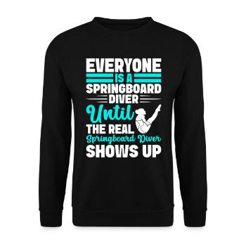 Kunstspringen Turmspringer Sprungbrett - Unisex Pullover - Schwarz - Vorne - Alina (178cm) & Michal (187cm)