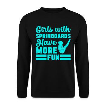 Kunstspringen Turmspringer Sprungbrett - Unisex Pullover - Schwarz - Vorne - Alina (178cm) & Michal (187cm)