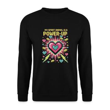 My Spirit Animal Is a Power-Up – Retro Gamer - Unisex Pullover - Schwarz - Vorne - Alina (178cm) & Michal (187cm)