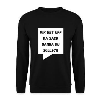 Auf da Sack ganga witziger Schwaben Spruch - Unisex Pullover - Schwarz - Vorne - Alina (178cm) & Michal (187cm)