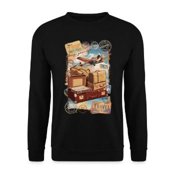 Chemise d’avion de voyage vintage - Sweat-shirt Unisexe - noir - Devant - Alina (178cm) & Michal (187cm)