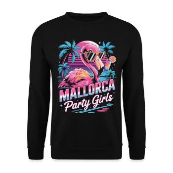 Mallorca Party Girls Flamingo Shirt - Unisex Pullover - Schwarz - Vorne - Alina (178cm) & Michal (187cm)